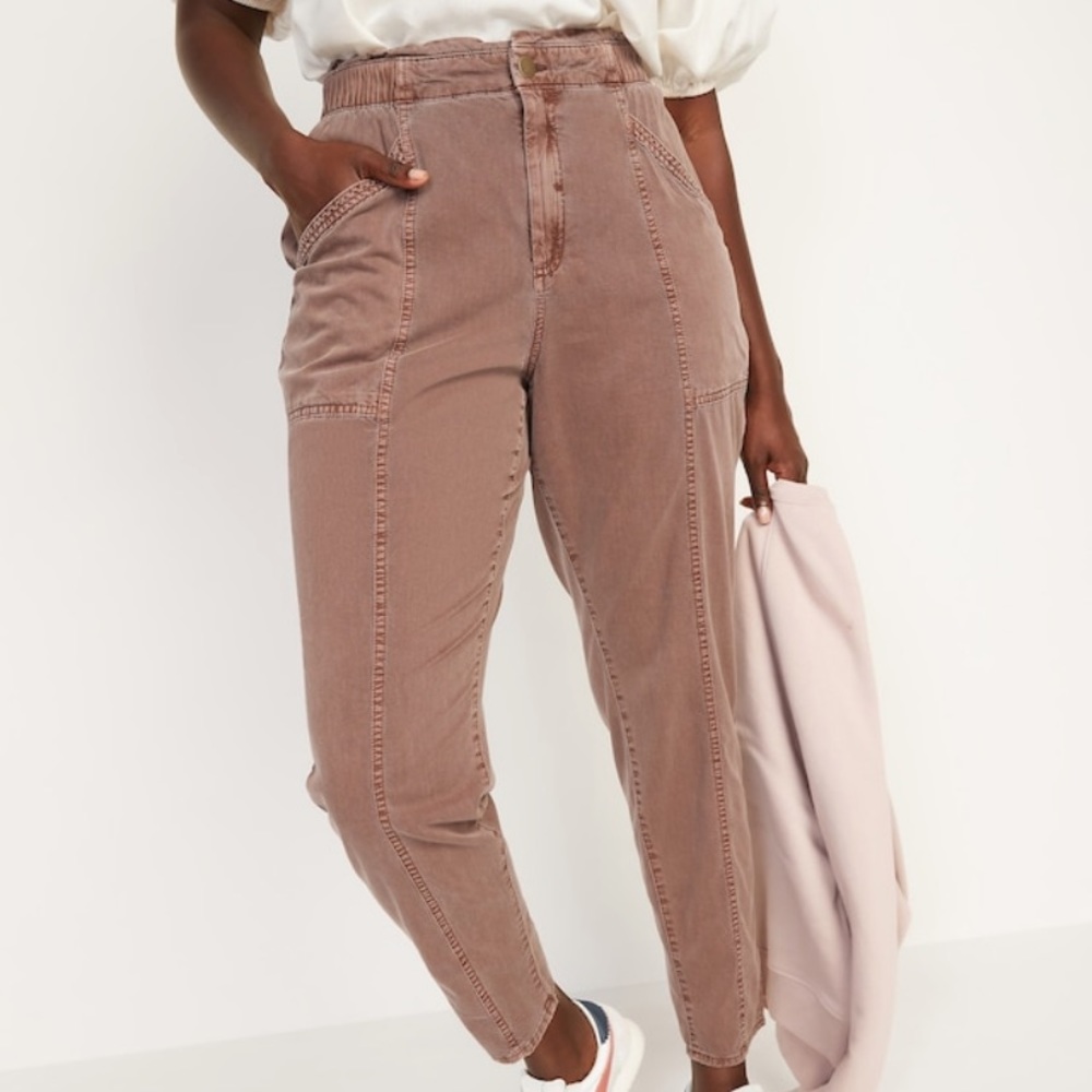 High-Waisted Garment-Dyed Utility Pants - Night Owl